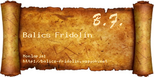Balics Fridolin névjegykártya